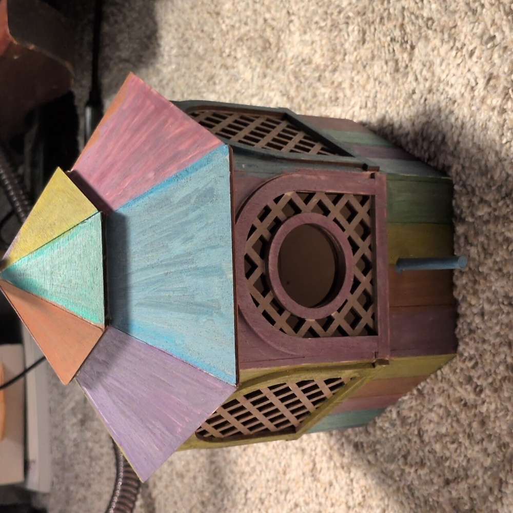 Hand painted wooden birdhouse